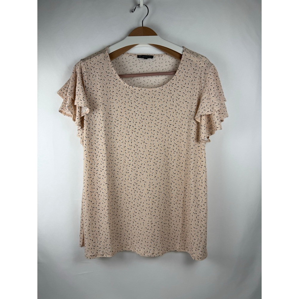 Women's Adrianna Papell  Flutter Sleeve Top Peach/White Sz 1X $15 w/$25 purchase